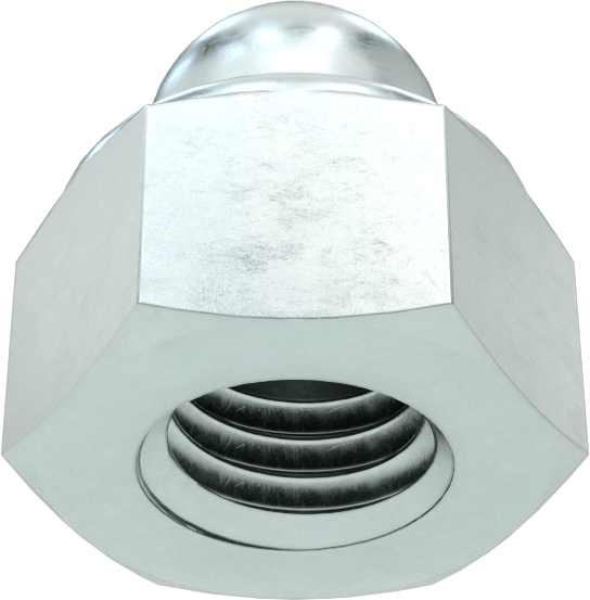 Çinko Kaplı Çelik Naylon Ekli Kapak Somunu, M10 x 1,5 mm Diş Boyutu, 6,4 mm Diş Derinliği