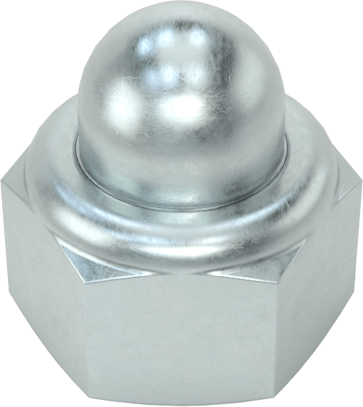Çinko Kaplı Çelik Naylon Ekli Kapak Somunu, M10 x 1,5 mm Diş Boyutu, 6,4 mm Diş Derinliği