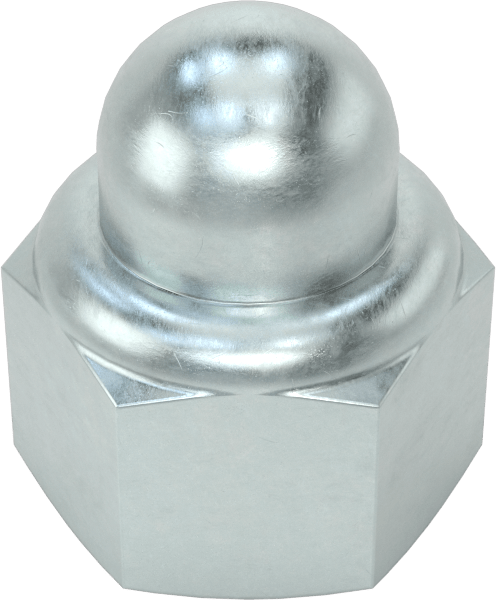 Çinko Kaplı Çelik Naylon Ekli Kapak Somunu, M12 x 1,75 mm Dişli Boyutu, 8,3 mm Diş Derinliği