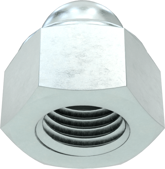 Çinko Kaplı Çelik Naylon Ekli Kapak Somunu, M16 x 2 mm Diş Boyutu, 11,3 mm Diş Derinliği