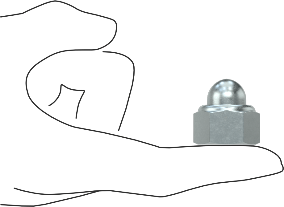 Çinko Kaplı Çelik Naylon Ekli Kapak Somunu, M16 x 2 mm Diş Boyutu, 11,3 mm Diş Derinliği