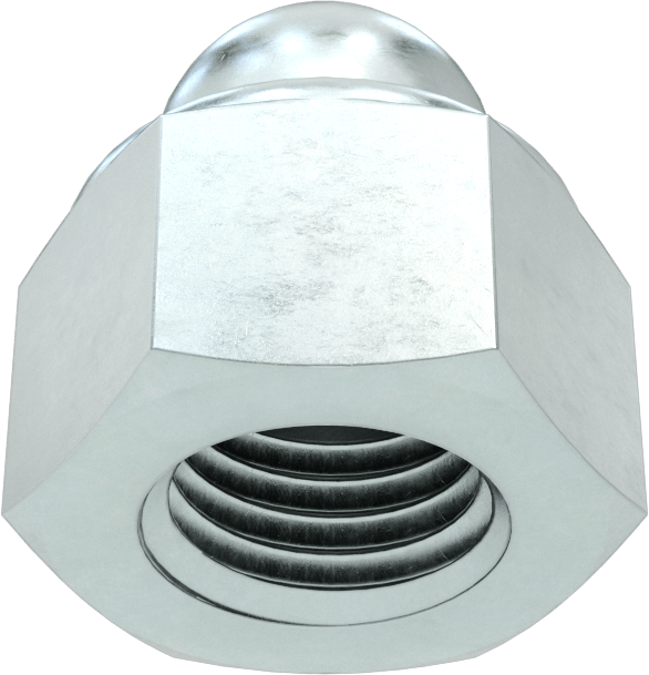 Çinko Kaplı Çelik Naylon Ekli Kapak Somunu, M20 x 2,5 mm Diş Boyutu, 13,5 mm Diş Derinliği