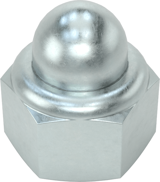 Çinko Kaplı Çelik Naylon Ekli Kapak Somunu, M20 x 2,5 mm Diş Boyutu, 13,5 mm Diş Derinliği
