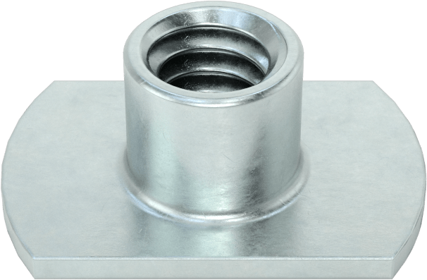 Çelik Dar Tabanlı Kaynak Somunları, Çinko Kaplamalı, 1/4"-20 Diş Boyutu, 1/4" Namlu Yüksekliği