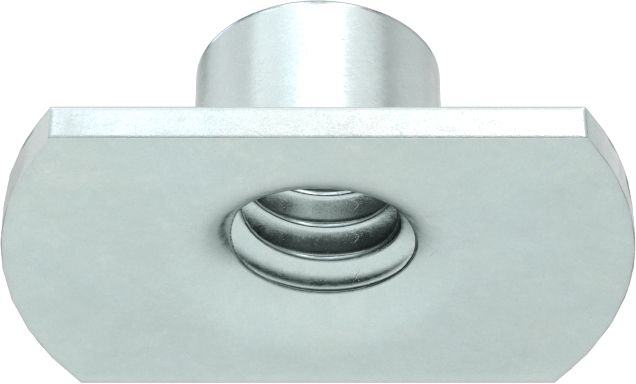 Çelik Dar Tabanlı Kaynak Somunları, Çinko Kaplamalı, 1/4"-20 Diş Boyutu, 1/4" Namlu Yüksekliği
