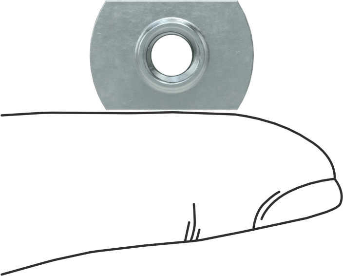 Çelik Dar Tabanlı Kaynak Somunları, Çinko Kaplamalı, 1/4"-20 Diş Boyutu, 1/4" Namlu Yüksekliği
