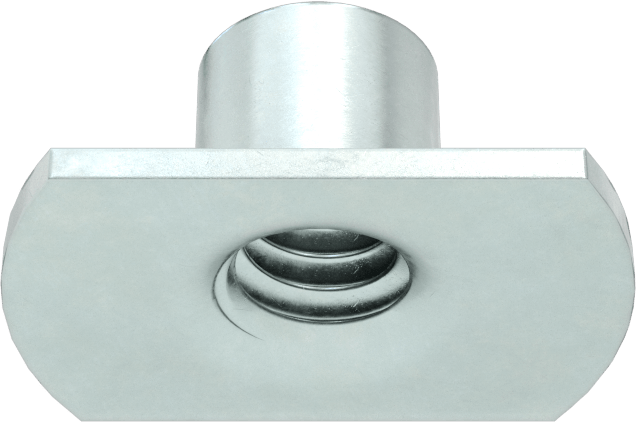 Çelik Dar Tabanlı Kaynak Somunları, Çinko Kaplamalı, 1/4"-20 Diş Boyutu, 5/16" Namlu Yüksekliği