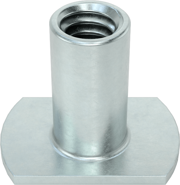 Çelik Dar Tabanlı Kaynak Somunları, Çinko Kaplamalı, 1/4"-20 Diş Boyutu, 9/16 inç Namlu Yüksekliği