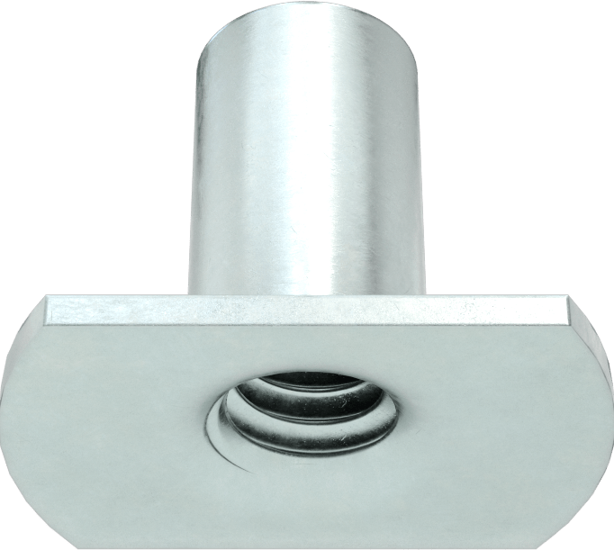 Çelik Dar Tabanlı Kaynak Somunları, Çinko Kaplamalı, 1/4"-20 Diş Boyutu, 9/16 inç Namlu Yüksekliği