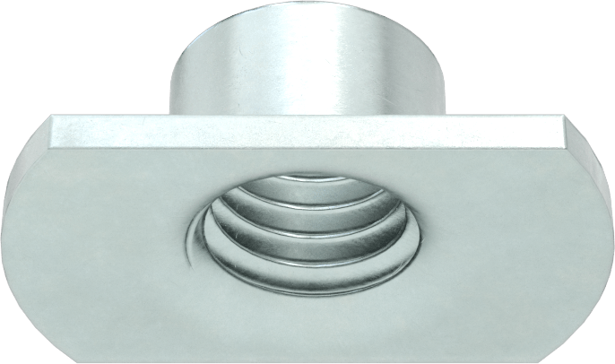 Çelik Dar Tabanlı Kaynak Somunları, Çinko Kaplamalı, 1/2"-13 Diş Boyutu, 3/8" Namlu Yüksekliği