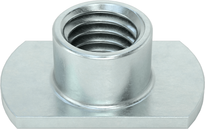 Çelik Dar Tabanlı Kaynak Somunları, Çinko Kaplamalı, 1/2"-13 Diş Boyutu, 3/8" Namlu Yüksekliği