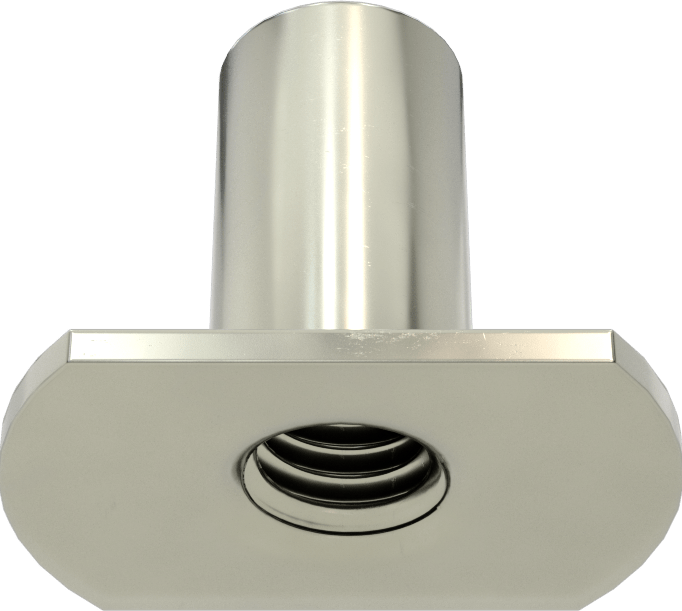 Çelik Dar Tabanlı Kaynak Somunları, M6 x 1 mm Diş Boyutu, 14,3 mm Namlu Yüksekliği