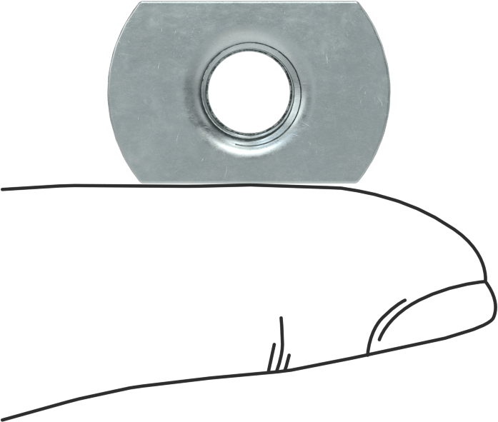 Çelik Dar Tabanlı Kaynak Somunları, Çinko Kaplamalı, M8 x 1,25 mm Diş Boyutu