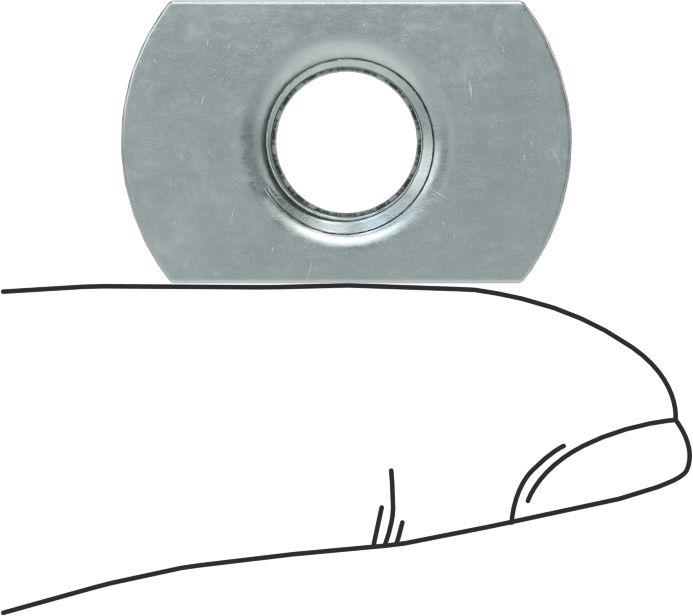 Çelik Dar Tabanlı Kaynak Somunları, Çinko Kaplamalı, M10 x 1,5 mm Diş Boyutu