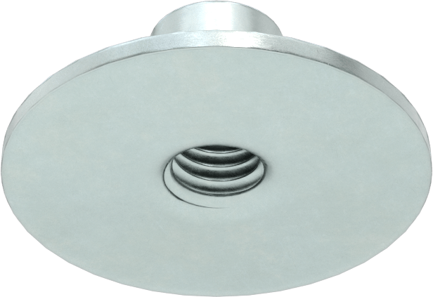 Çelik Yuvarlak Tabanlı Kaynak Somunu, Çinko Kaplamalı, 10-32 Diş Boyutu, 3/4" Taban Çapı
