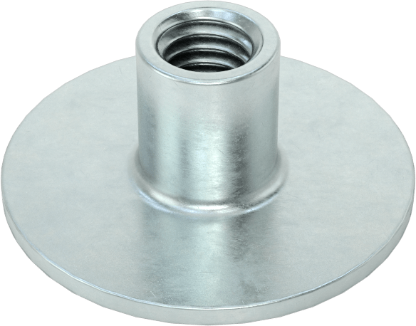 Çelik Yuvarlak Tabanlı Kaynak Somunu, Çinko Kaplamalı, 10-32 Diş Boyutu, 3/4" Taban Çapı