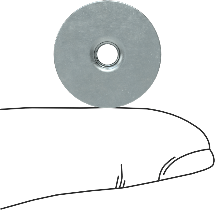Çelik Yuvarlak Tabanlı Kaynak Somunu, Çinko Kaplamalı, 10-32 Diş Boyutu, 3/4" Taban Çapı