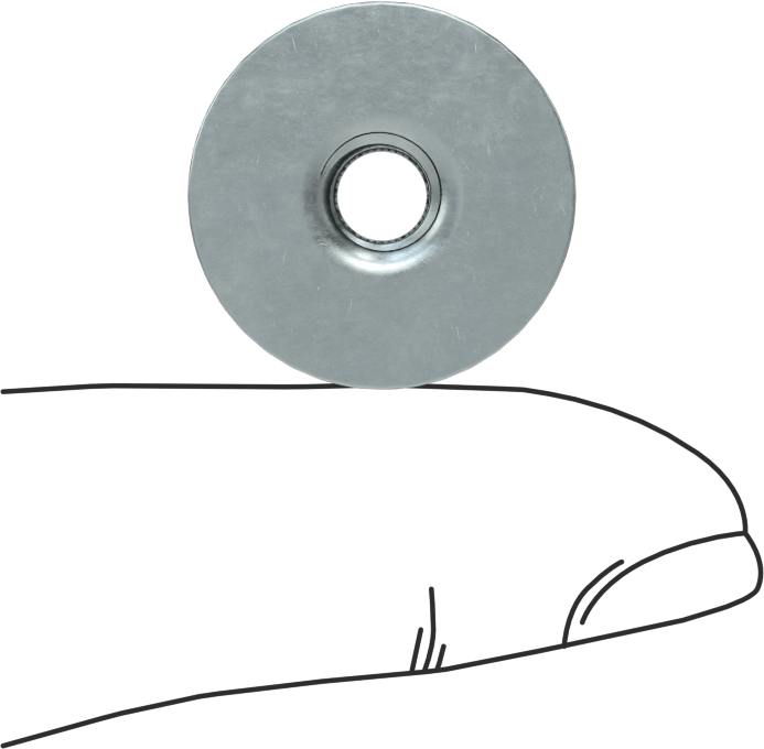 Çelik Yuvarlak Tabanlı Kaynak Somunu, Çinko Kaplamalı, 1/4"-20 Diş, 0,305“ Çap x 7/16” Yükseklik