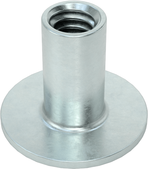 Çelik Yuvarlak Tabanlı Kaynak Somunu, Çinko Kaplamalı, 1/4"-20 Diş, 0,305 inç Çap x 9/16 inç Yükseklik