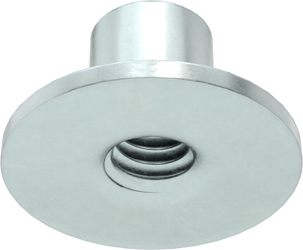 Çelik Yuvarlak Tabanlı Kaynak Somunu, Çinko Kaplamalı, 8-32 Diş Boyutu, 1/2" Taban Çapı