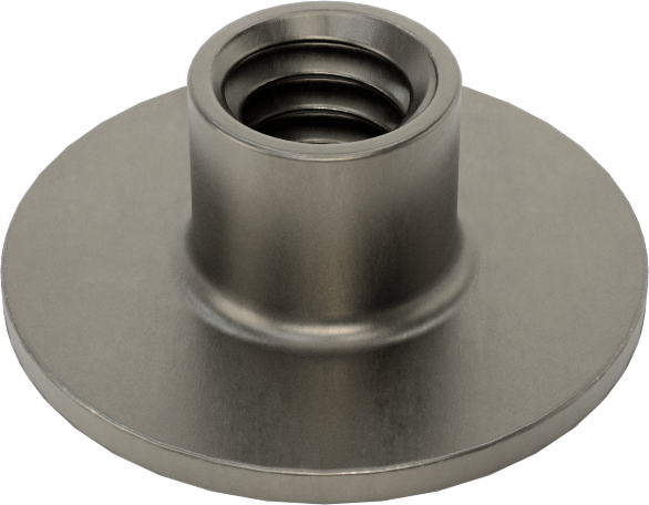 Çelik Yuvarlak Tabanlı Kaynak Somunu, 1/4"-20 Diş Boyutu, 3/4" Taban Çapı, 1/4" Namlu Yüksekliği