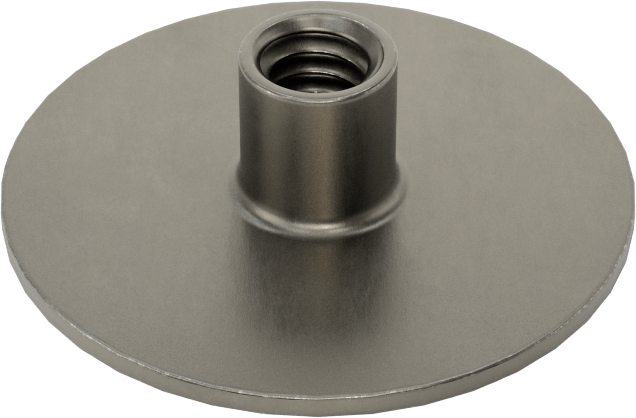 Çelik Yuvarlak Tabanlı Kaynak Somunu, 1/4"-20 Diş Boyutu, 1-1/4" Taban Çapı, 5/16" Namlu Yüksekliği