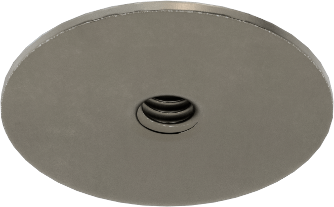 Çelik Yuvarlak Tabanlı Kaynak Somunu, 1/4"-20 Diş Boyutu, 1-1/4" Taban Çapı, 5/16" Namlu Yüksekliği