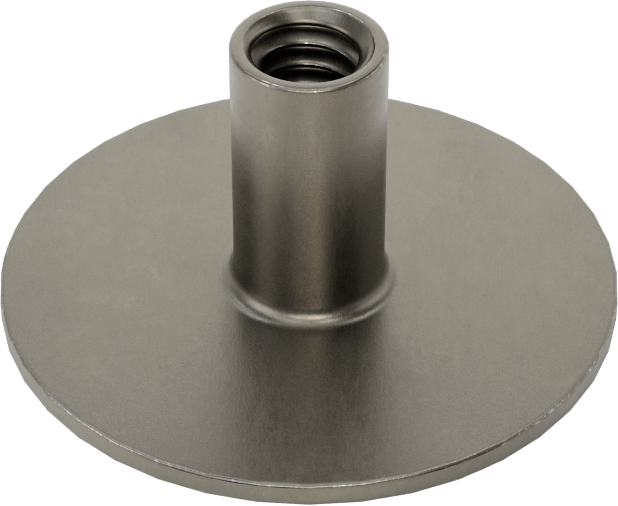 Çelik Yuvarlak Tabanlı Kaynak Somunu, 1/4"-20 Diş Boyutu, 1-1/4" Taban Çapı, 9/16 inç Namlu Yüksekliği