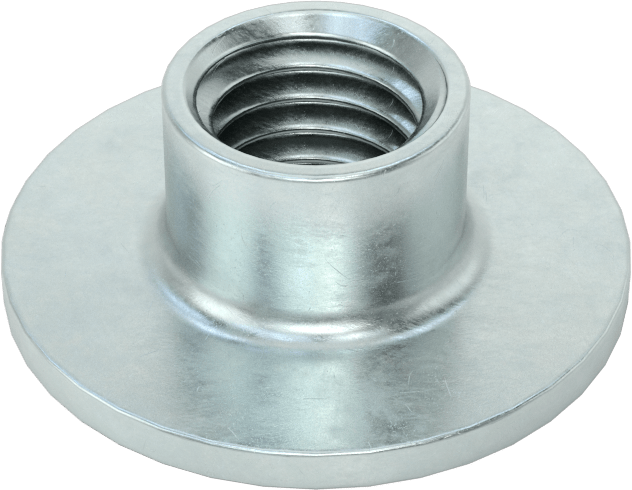 Çelik Yuvarlak Tabanlı Kaynak Somunu, Çinko Kaplamalı, 1/2"-13 Diş Boyutu, 0,591“ Çap x 3/8” Yükseklikli Namlu