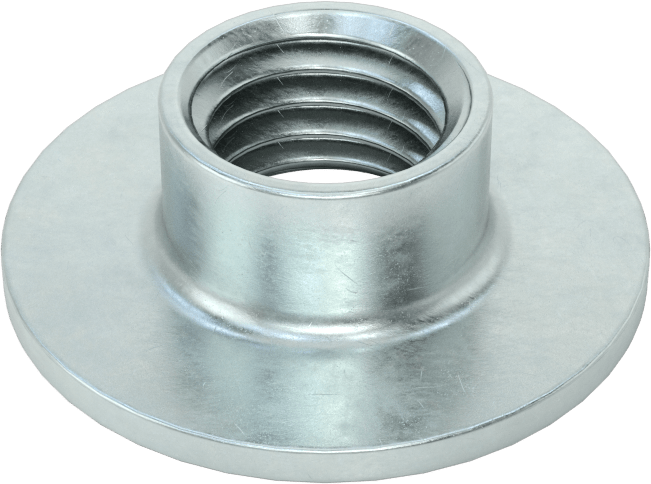 Çelik Yuvarlak Tabanlı Kaynak Somunu, Çinko Kaplamalı, 5/8"-11 Diş Boyutu, 0,720“ Çap x 3/8” Yükseklikli Namlu