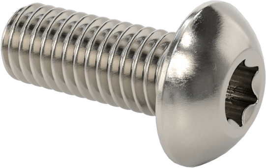 18-8 Paslanmaz Çelik Düğme Başlı Torx Vidalar, 10-32 Diş, 1/2" Uzunluk