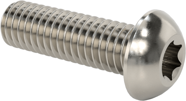 18-8 Paslanmaz Çelik Düğme Başlı Torx Vidalar, 3/8"-16 Diş, 1-1/4" Uzunluk