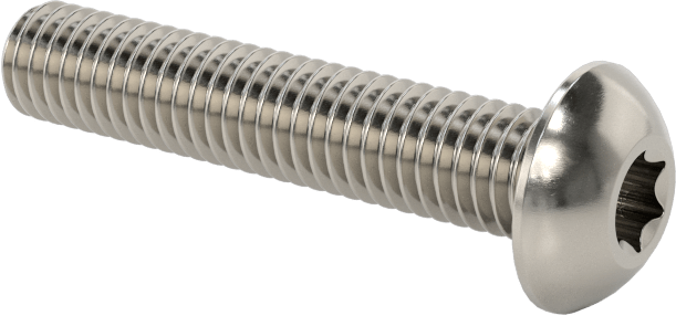 18-8 Paslanmaz Çelik Düğme Başlı Torx Vidalar, 10-32 Diş, 1" Uzunluk