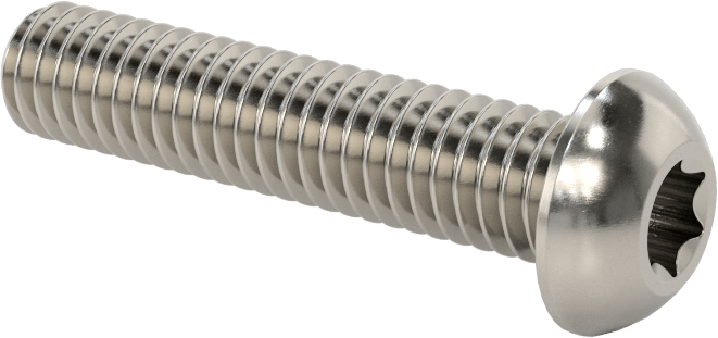 18-8 Paslanmaz Çelik Düğme Başlı Torx Vidalar, 5/16"-18 Diş, 1-1/2" Uzunluk