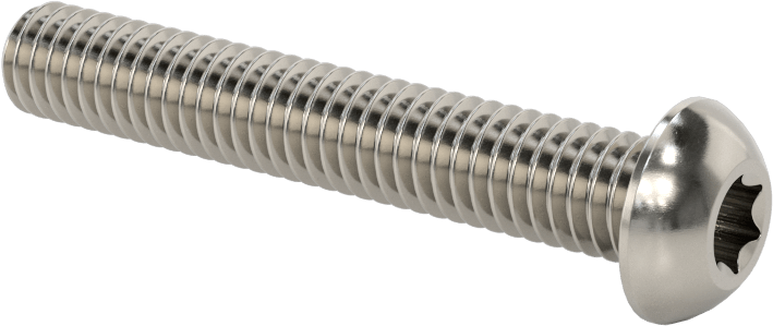 18-8 Paslanmaz Çelik Düğme Başlı Torx Vidalar, 5/16"-18 Diş, 2" Uzunluk