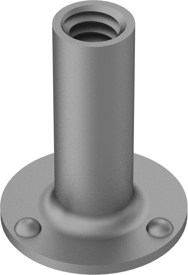 Çıkıntılı Yuvarlak Tabanlı Kaynak Somunu, 1/4"-20 Diş Boyutu, 7/8" Namlu Yüksekliği