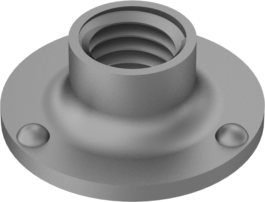 Çıkıntılı Yuvarlak Tabanlı Kaynak Somunu, 1/2"-13 Diş Boyutu