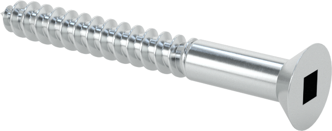 Kare Tahrikli Düz Başlı Ahşap Vida, Çinko Kaplı Çelik, Numara 8 Boyut, 1-1/2" Uzunluk