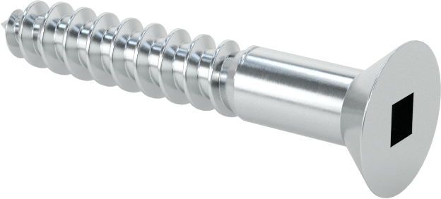 Kare Tahrikli Düz Başlı Ahşap Vida, Çinko Kaplı Çelik, 10 Numaralı Boyut, 1-1/4" Uzunluk
