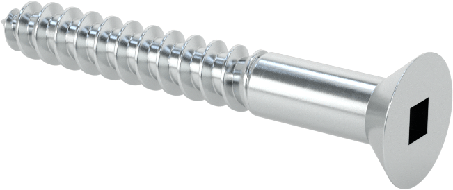 Kare Tahrikli Düz Başlı Ahşap Vida, Çinko Kaplı Çelik, 10 Numaralı Boyut, 1-1/2" Uzunluk
