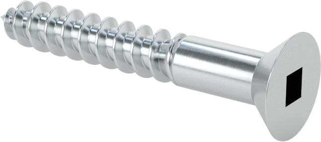 Kare Tahrikli Düz Başlı Ahşap Vida, Çinko Kaplı Çelik, 12 Numaralı Boyut, 1-1/2" Uzunluk