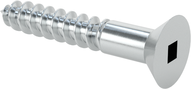 Kare Tahrikli Düz Başlı Ahşap Vida, Çinko Kaplı Çelik, 14 Numaralı Boyut, 1-1/2" Uzunluk