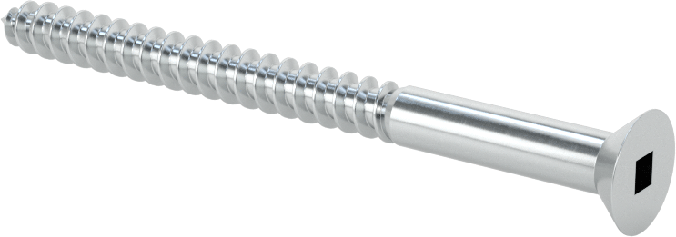 Kare Tahrikli Düz Başlı Ahşap Vida, Çinko Kaplı Çelik, 10 Numaralı Boyut, 2-1/2" Uzunluk