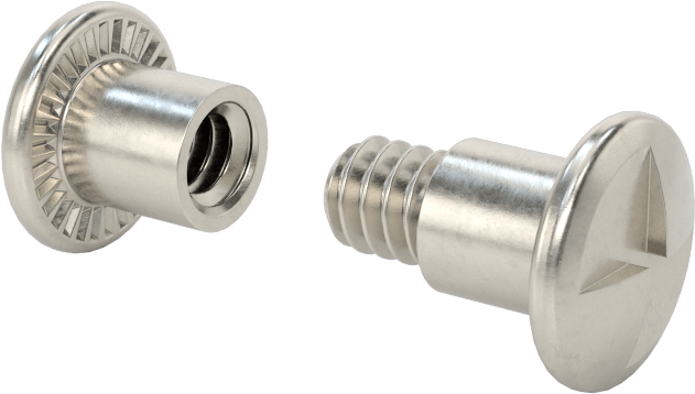 Kurcalamaya Dayanıklı Tek Yönlü Bağlantı Silindirleri ve Vidaları, 18-8 Paslanmaz Çelik, 1/2“ ila 5/8” Kalınlık için, 1/4" Uzun Namlu