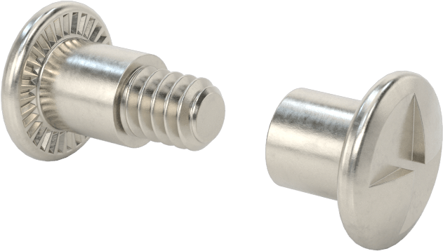 Kurcalamaya Dayanıklı Tek Yönlü Bağlantı Silindirleri ve Vidaları, 18-8 Paslanmaz Çelik, 1/2“ ila 5/8” Kalınlık için, 1/4" Uzun Namlu