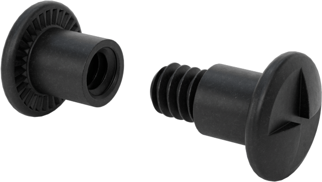 Kurcalamaya Dayanıklı Tek Yönlü Bağlantı Silindirleri ve Vidaları, Siyah Oksit Paslanmaz Çelik, 1/2“ ila 5/8” Kalınlık için, 1/4" Uzun Namlu
