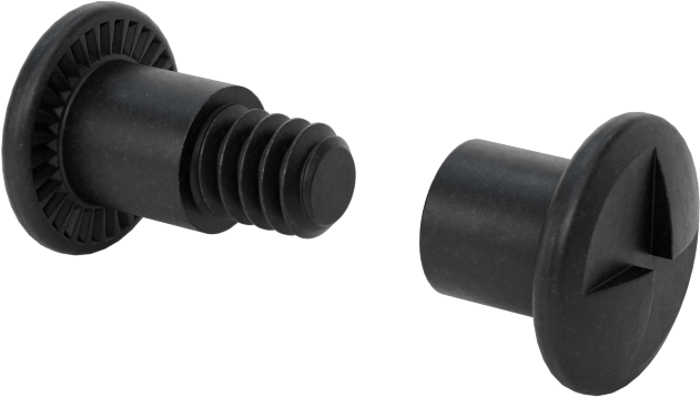 Kurcalamaya Dayanıklı Tek Yönlü Bağlantı Silindirleri ve Vidaları, Siyah Oksit Paslanmaz Çelik, 1/2“ ila 5/8” Kalınlık için, 1/4" Uzun Namlu