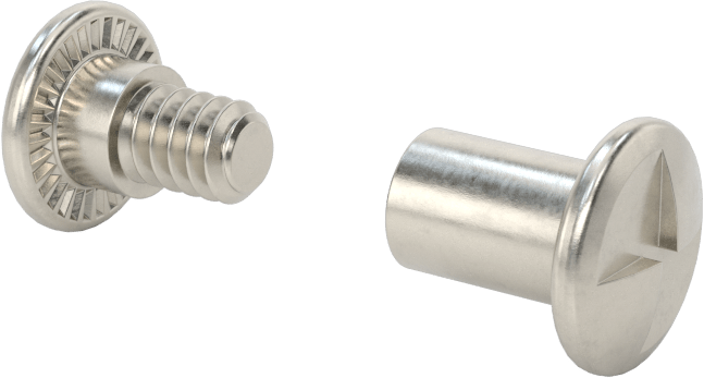 Kurcalamaya Dayanıklı Tek Yönlü Bağlantı Silindirleri ve Vidaları, 18-8 Paslanmaz Çelik, 1/2“ ila 5/8” Kalınlık için, 3/8" Uzun Namlu