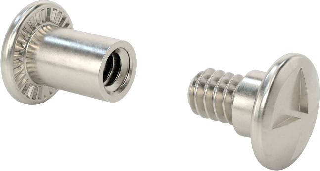 Kurcalamaya Dayanıklı Tek Yönlü Bağlantı Silindirleri ve Vidaları, 18-8 Paslanmaz Çelik, 1/2“ ila 5/8” Kalınlık için, 3/8" Uzun Namlu