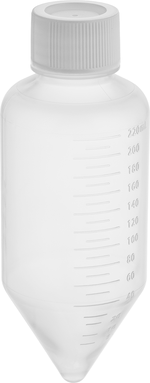 Santrifüj Plastik Şişe, Konik Taban, 7,5 FL oz. Kapasite